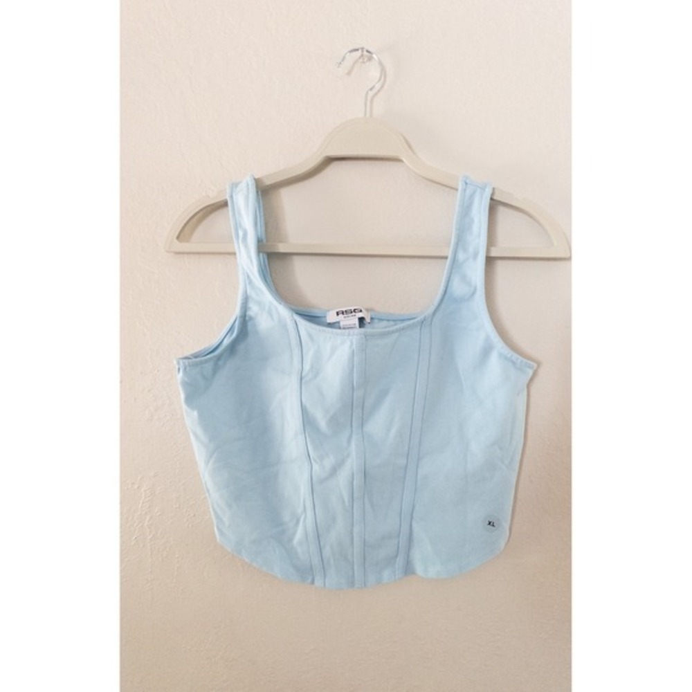 RSQ Corset Tank‎ Top Light Blue Sleeveless Fitted Cropped XL
